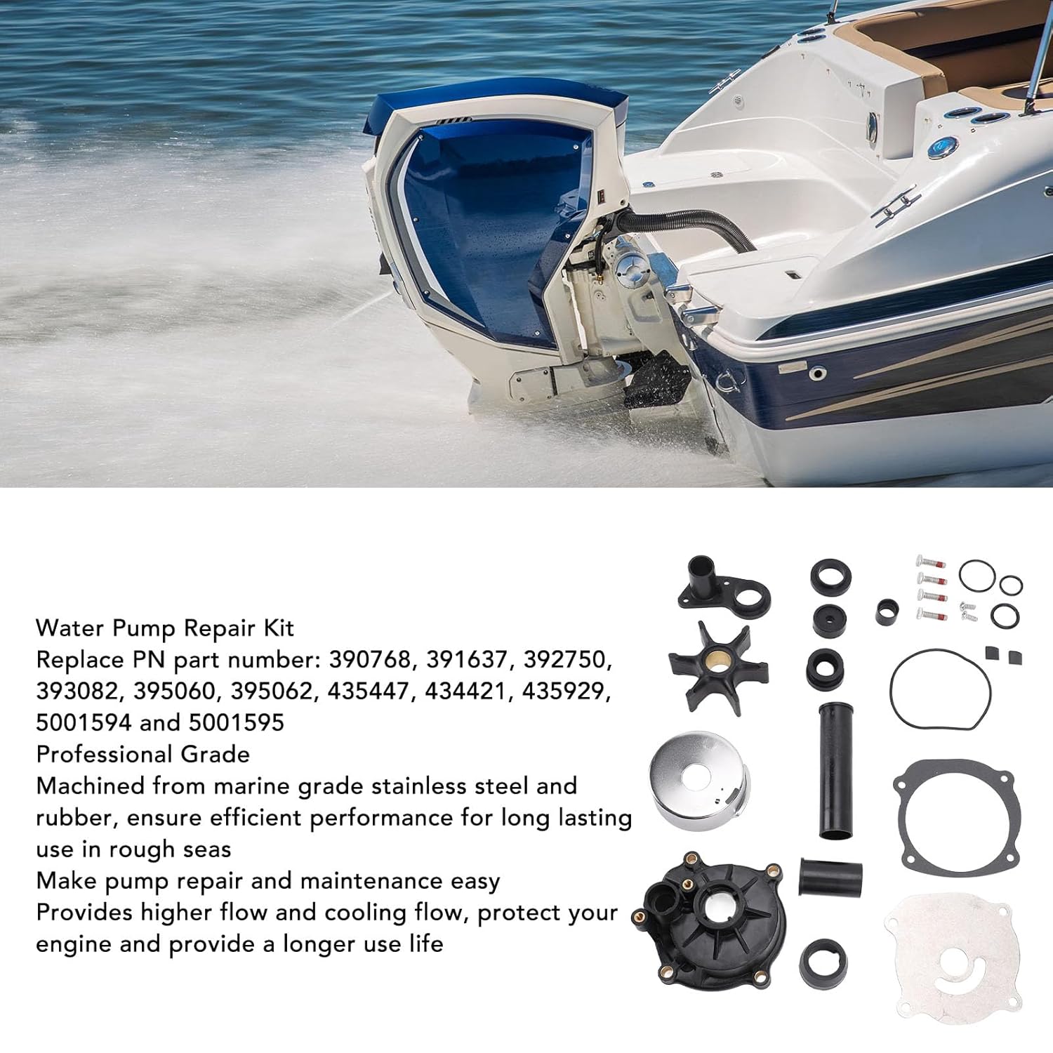 Water Pump Impeller Kit Outboard Engine Repair Parts OE:5001595 Fit for Evinrude/Johnson New OEM ETec 75-250hp
