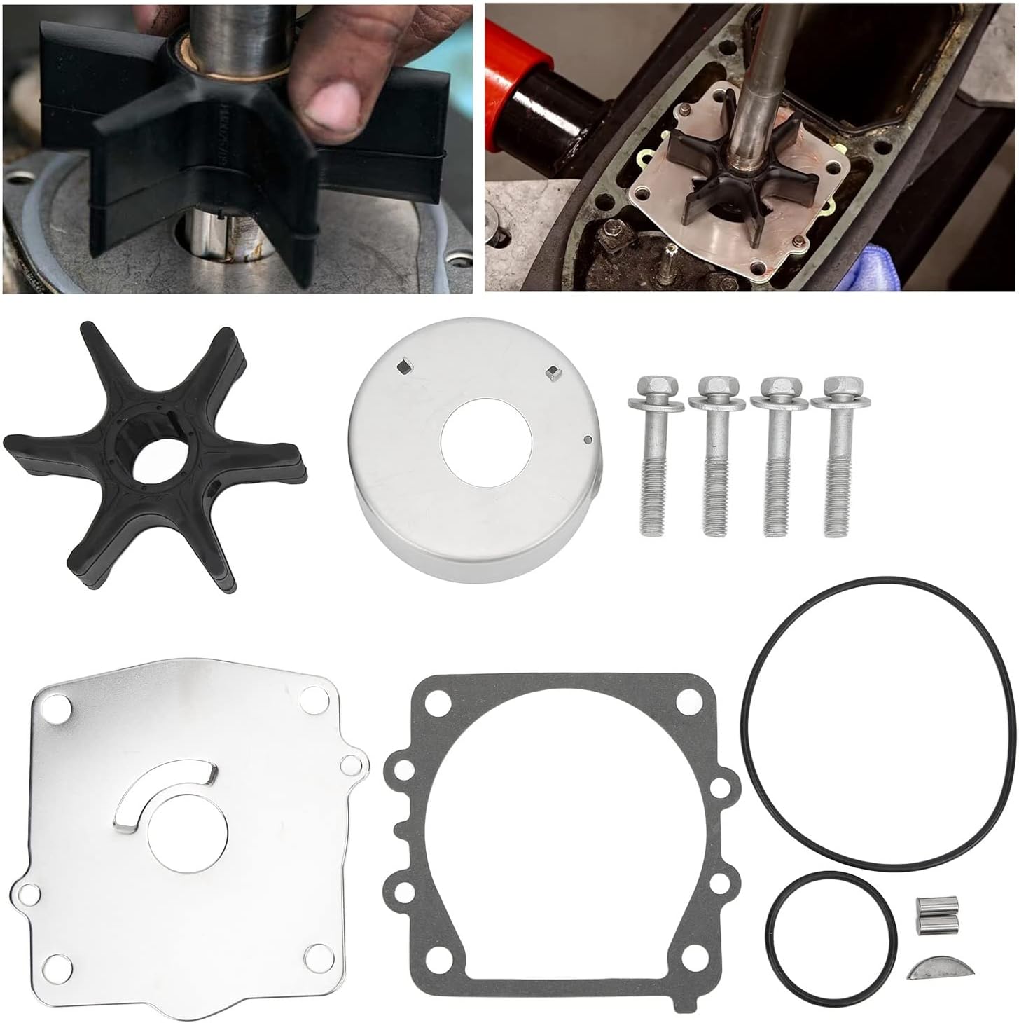 Water Pump Repair Kit – Rubber and Stainless Steel Impeller Repair Kit 6N6-W0078-02 for F115TLRY, F115TXRZ, 130TLRB – 115HP / 130HP Outboard Motor