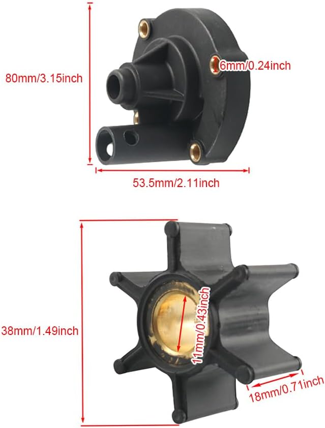 Water Pump – Replaces 763758, – Compatible with Johnson/Evinrude Outboard Motors 5.5HP, 6HP (1954–1979), 7.5HP (1954–1955), 8HP